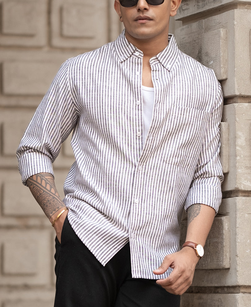 Black Striped Shirt With Pockets