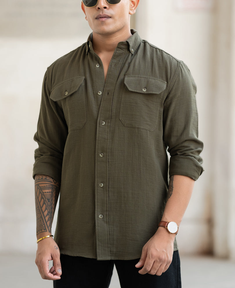 Mehandi Regular Fit Full Sleeves Shirt