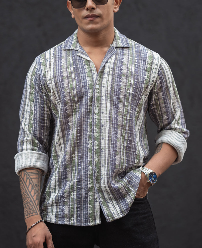 Multicolour Striped Regular Fit Full Sleeves Shirt