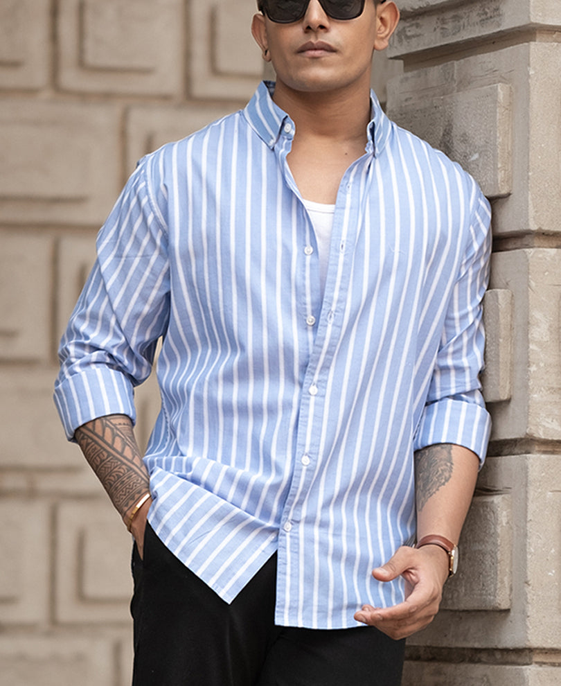 Blue Lightweight Striped Shirt