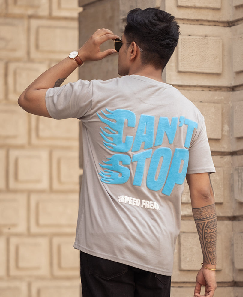 Grey Printed Regular Fit Half Sleeves T-Shirt