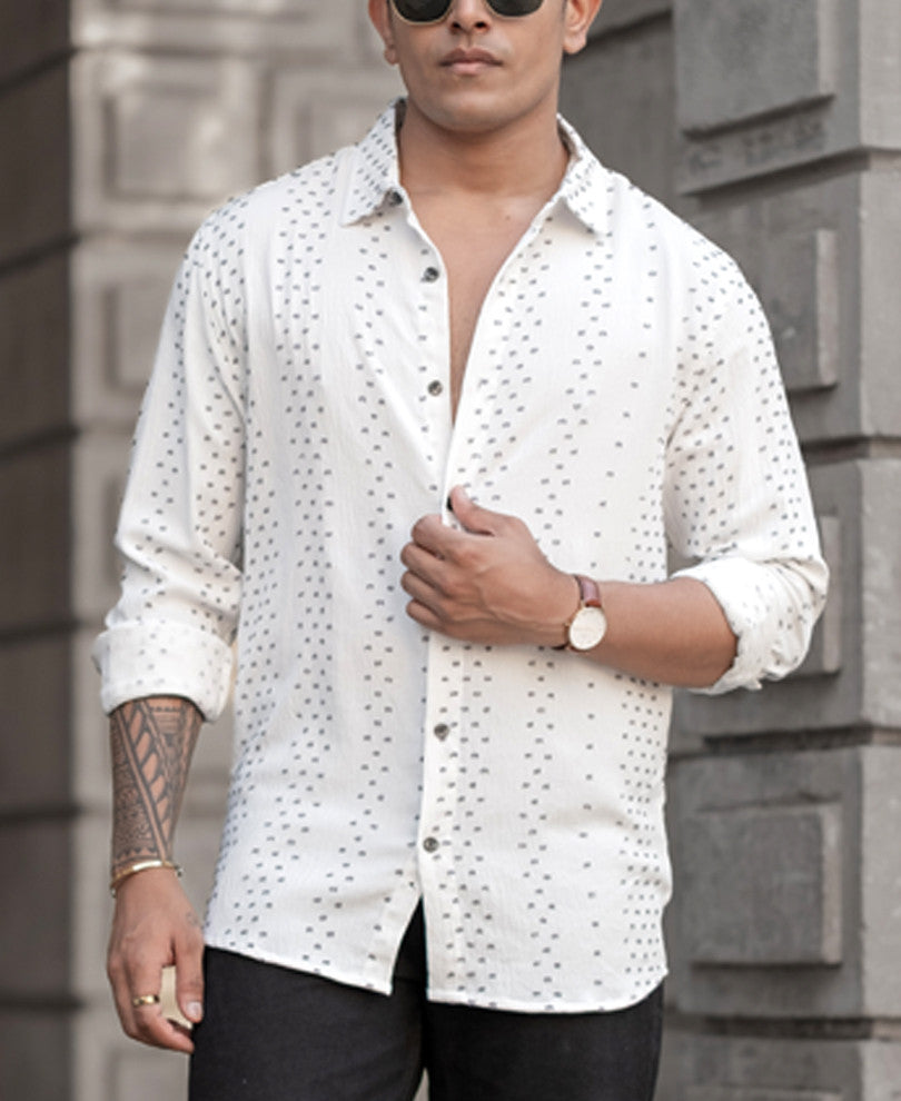White Structured Flowy Shirt