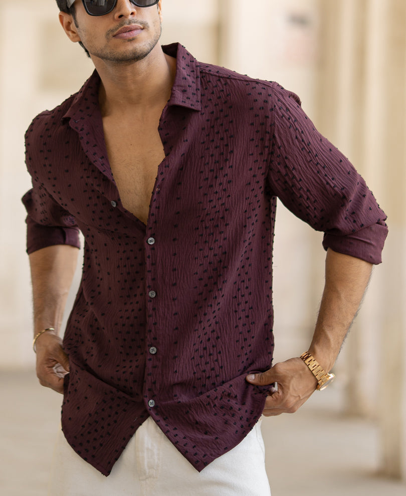 Maroon Structured Flowy Shirt