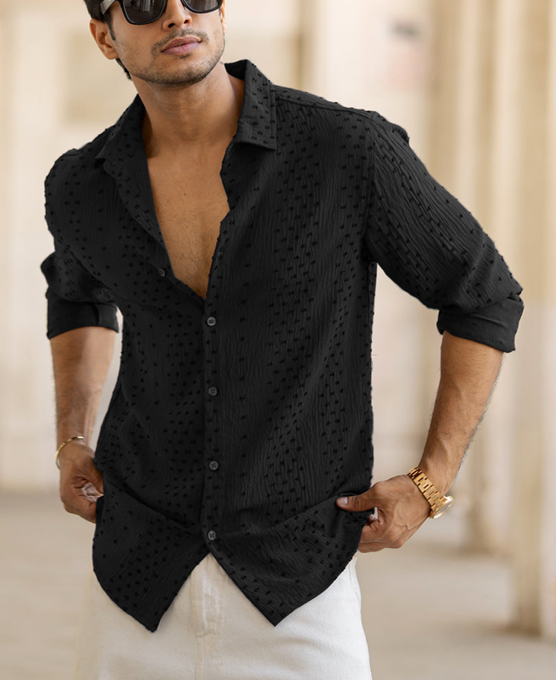 Black Structured Flowy Shirt