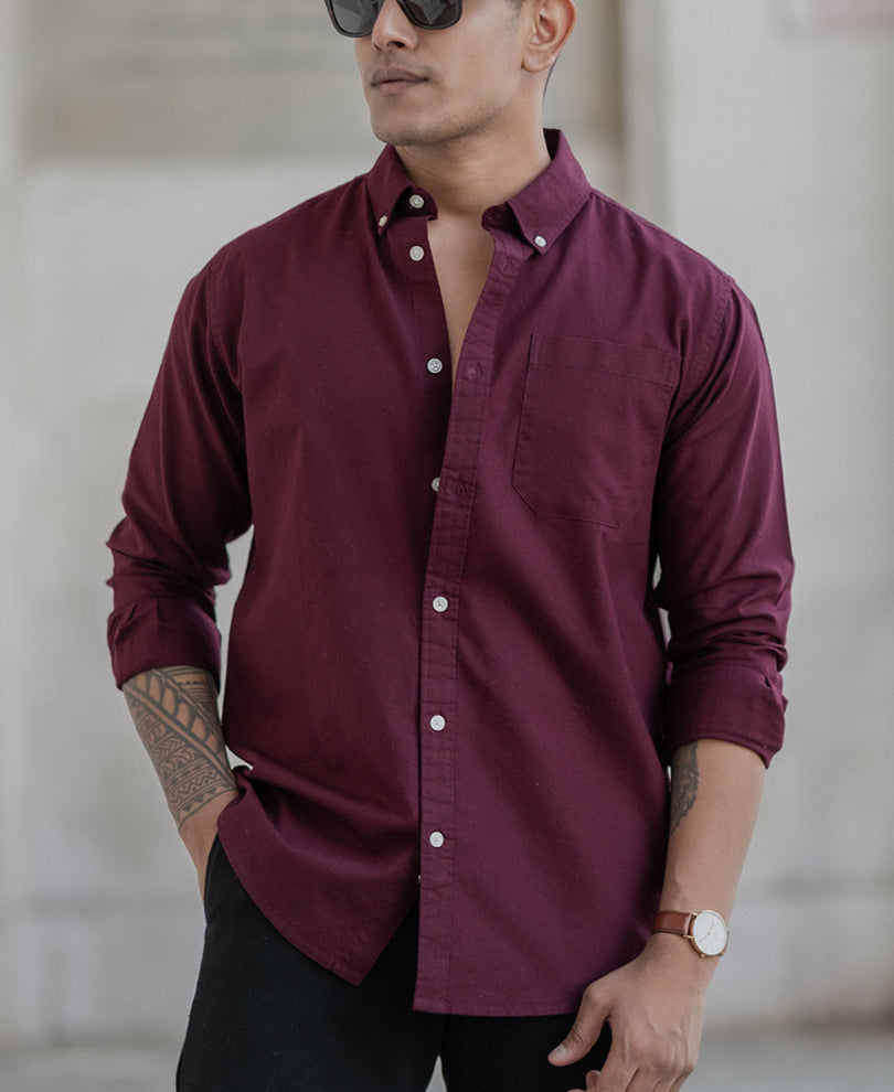 Wine Oxford Shirt