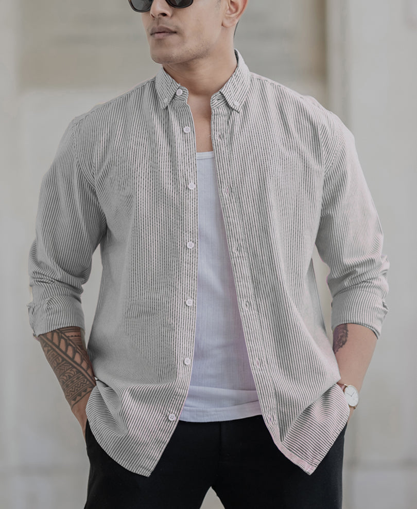 Black Striped Oxford Shirt