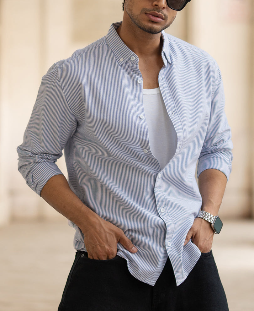 Blue Striped Oxford Shirt