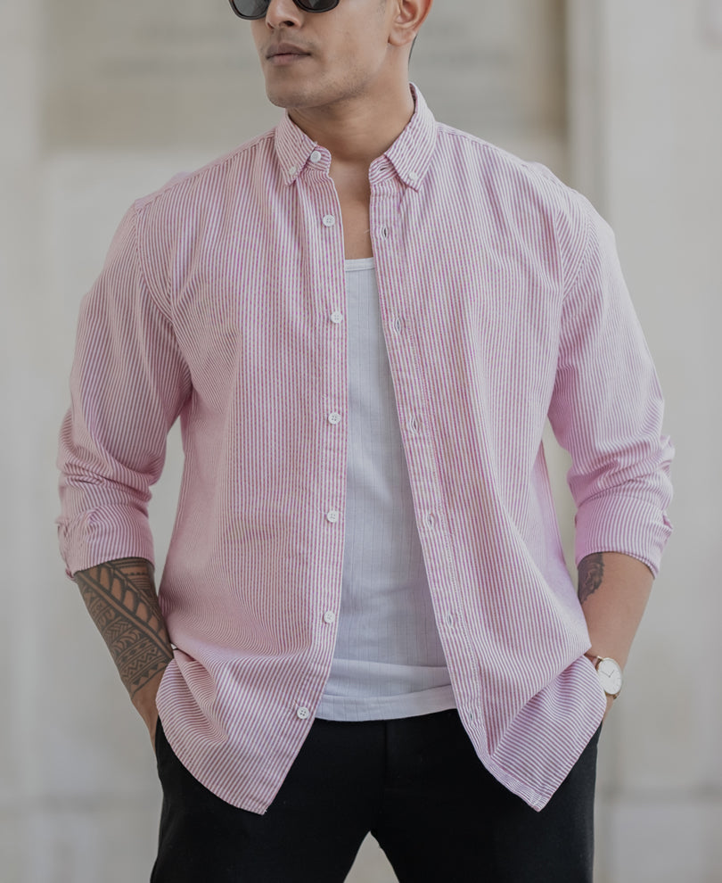 Red Striped Oxford Shirt