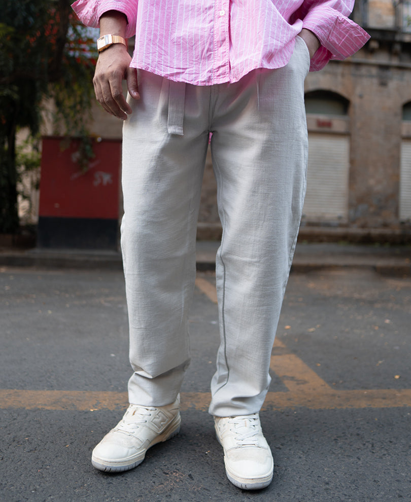 Grey Regular Fit Cotton Pant