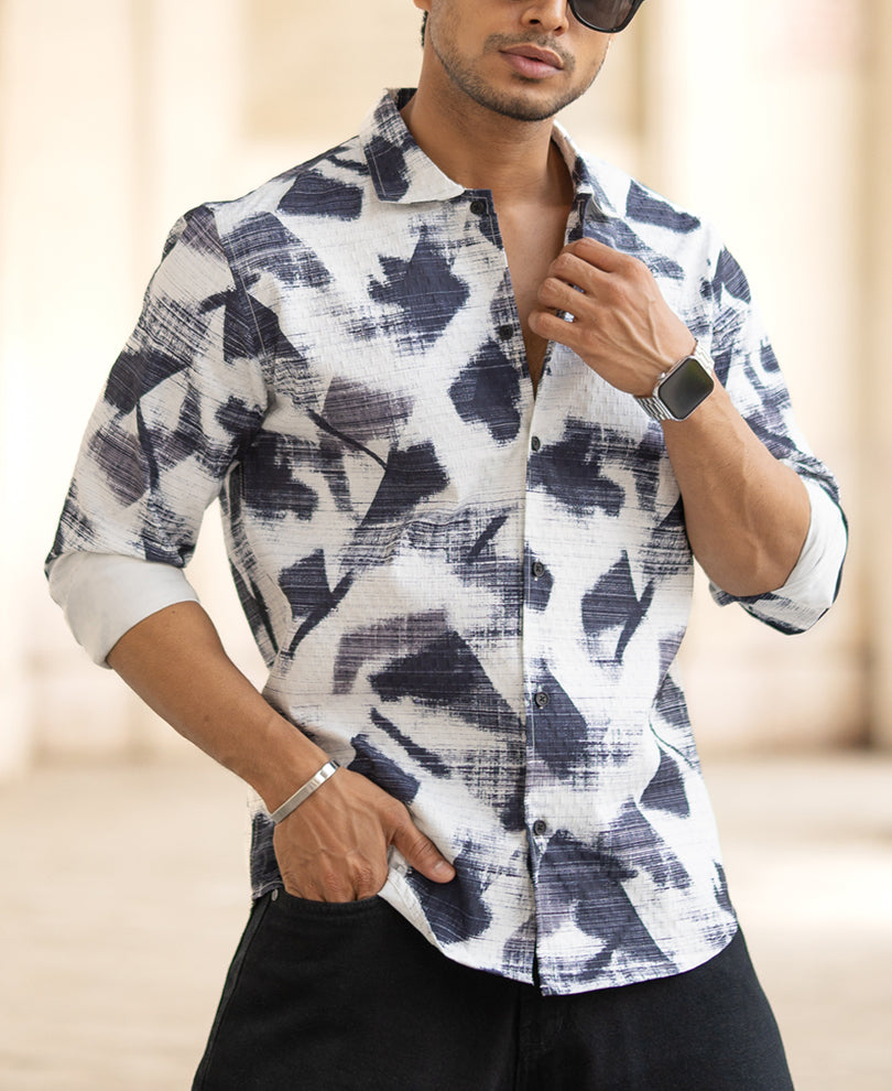 Navy Abstract Printed Shirt