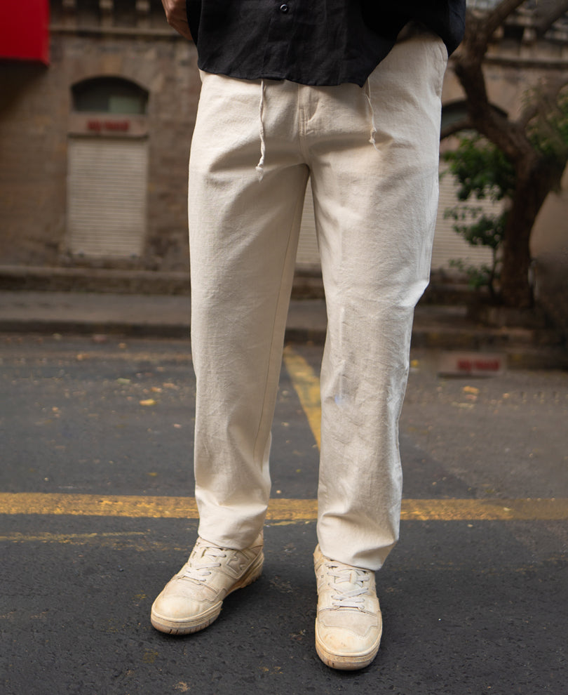 Cream Cotton Trousers