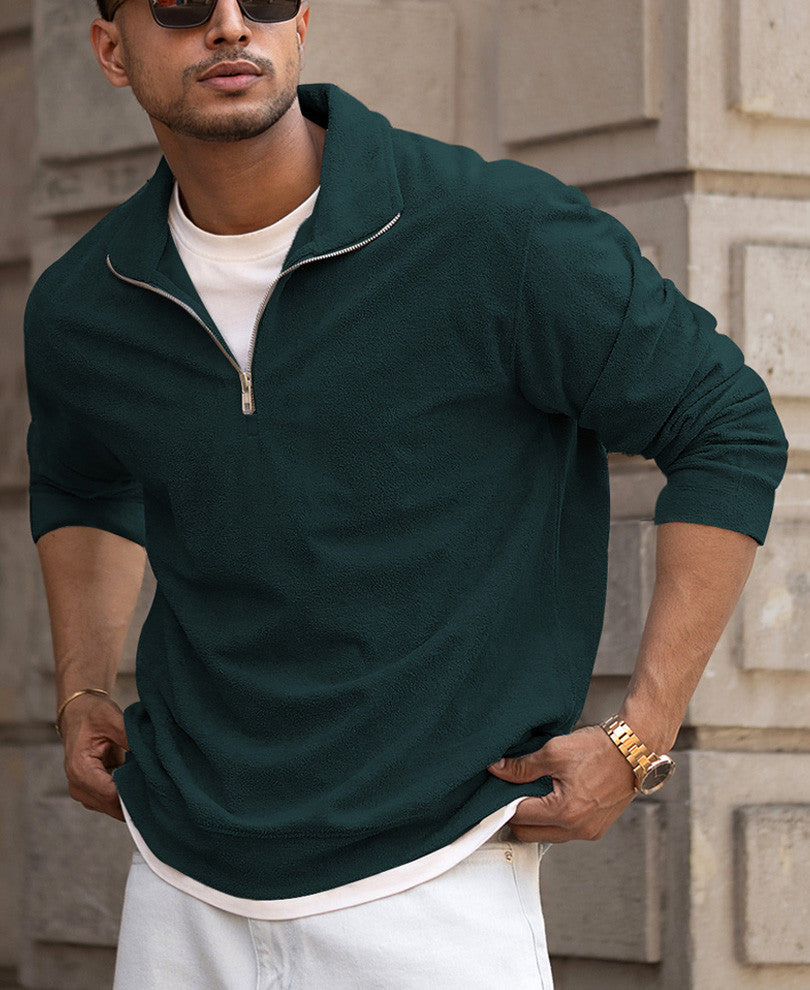 Teal Quarter Zip Polo T-Shirt