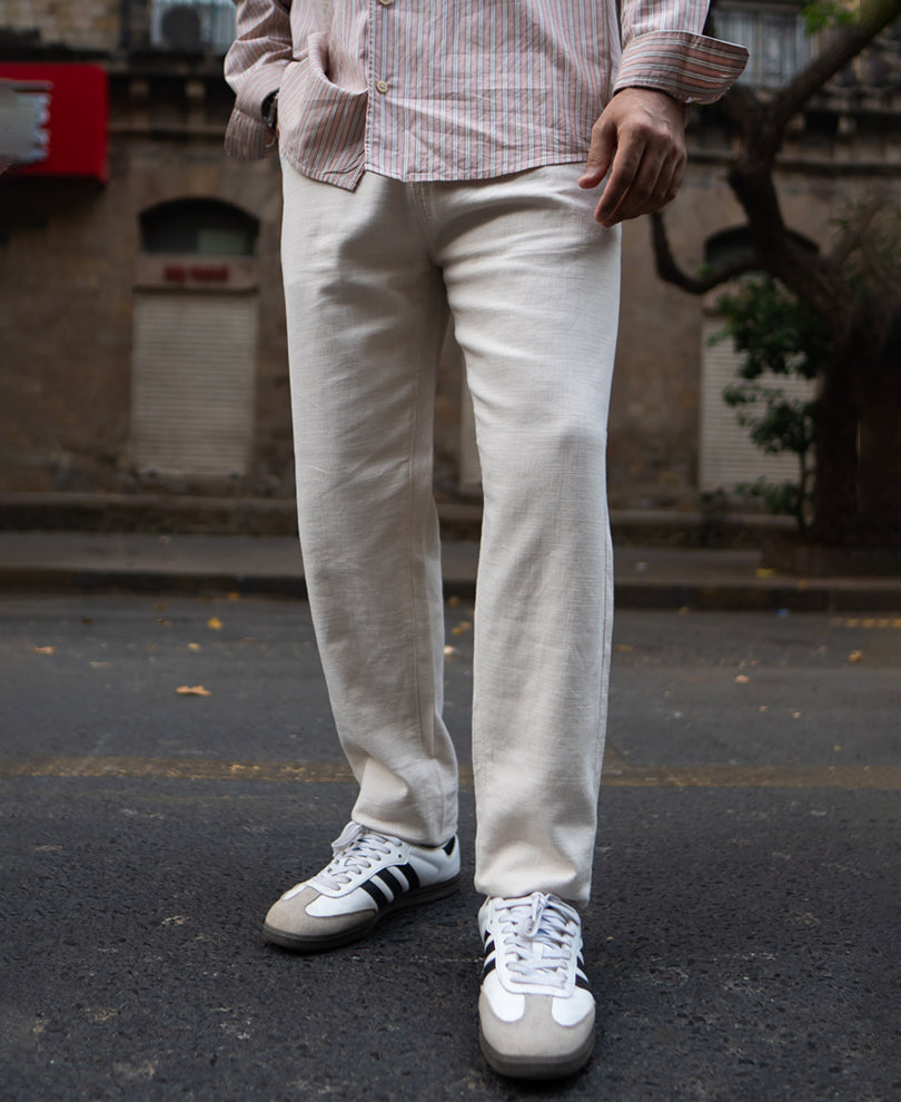 Cream Cotton Trousers