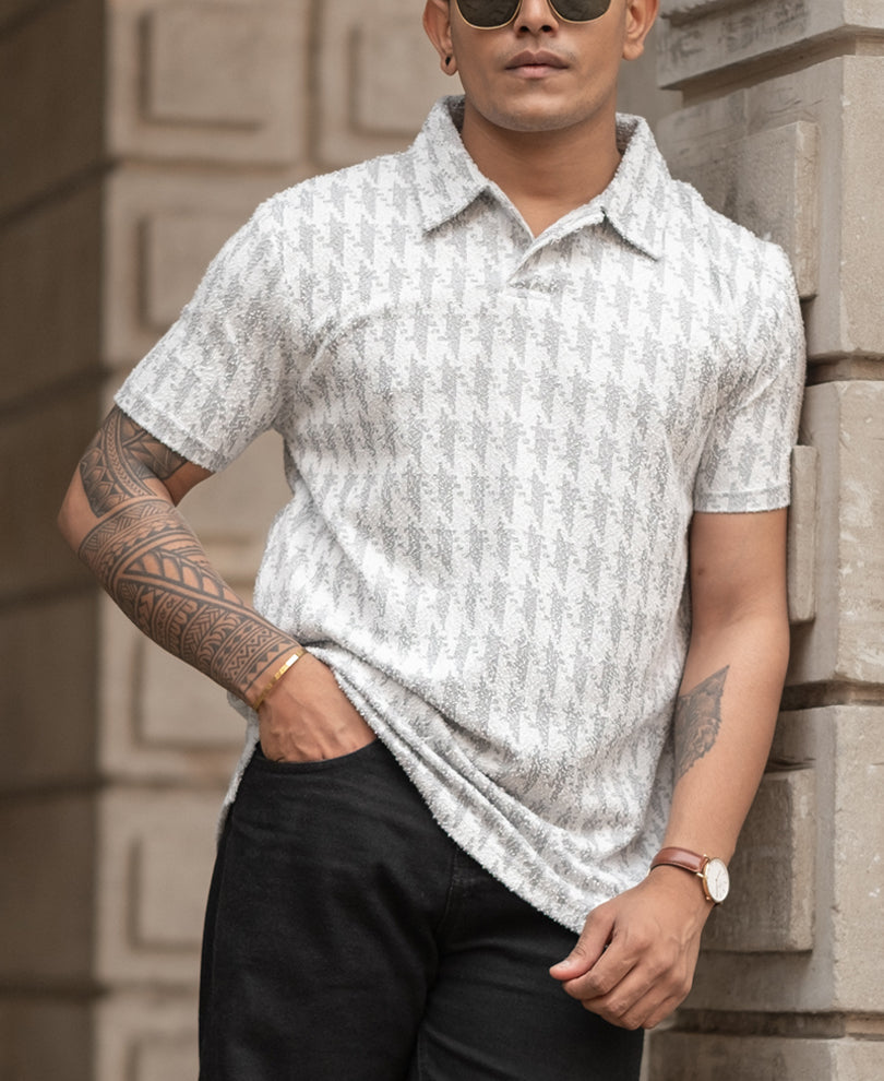Grey Structured Polo Regular Fit T-Shirt