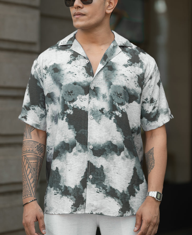 Black And Grey Regular Fit Half Sleeves Shirt