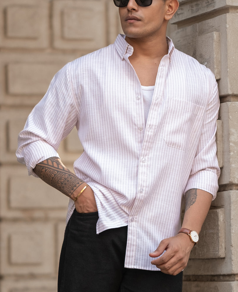Dusty Pink Striped Shirt.