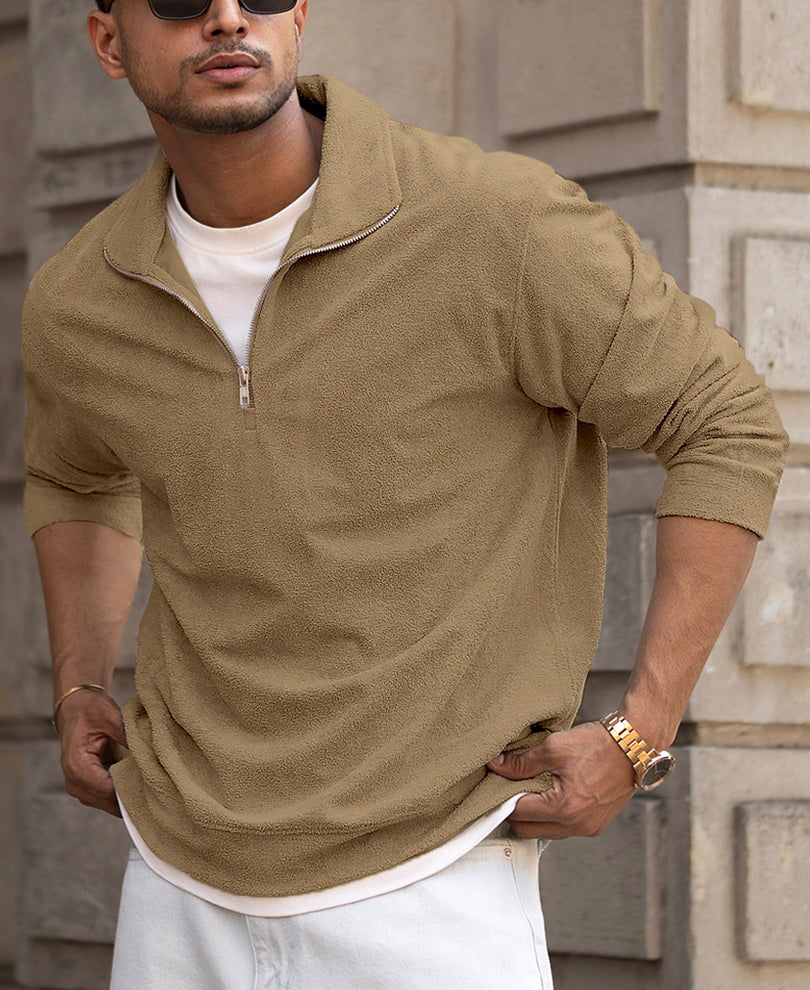 Camel Quarter Zip Polo T-Shirt
