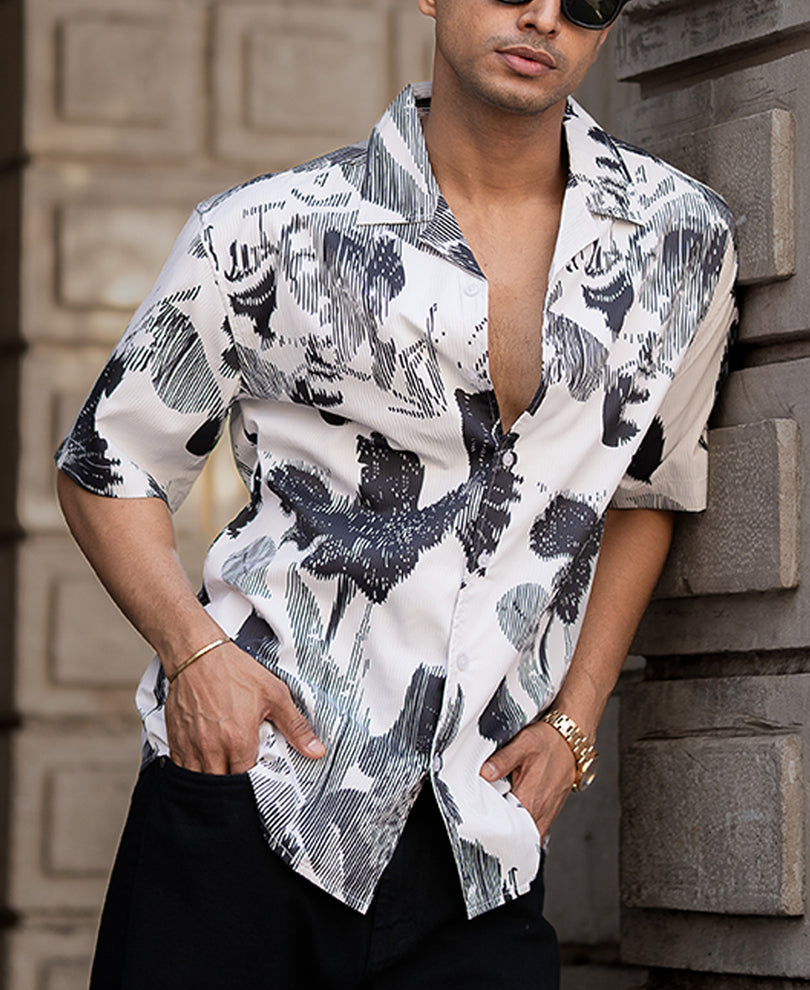 Black And White Abstract Print Shirt