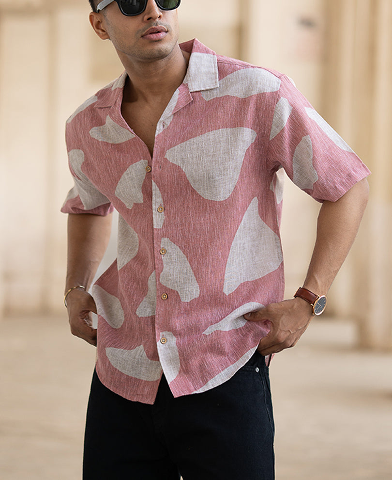 Peach Abstract Printed Shirt
