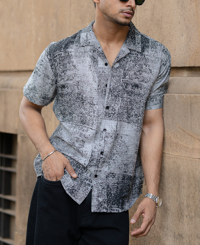 Grey Abstract Print Colour Shirt