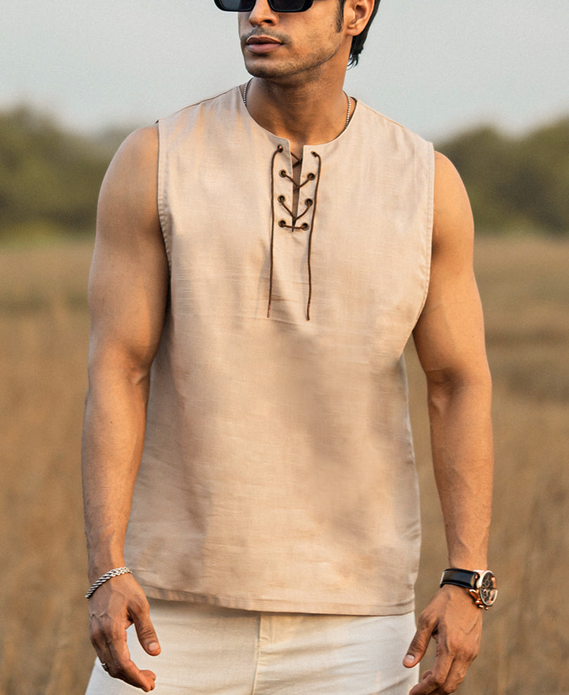 Beige Sleeveless Vest