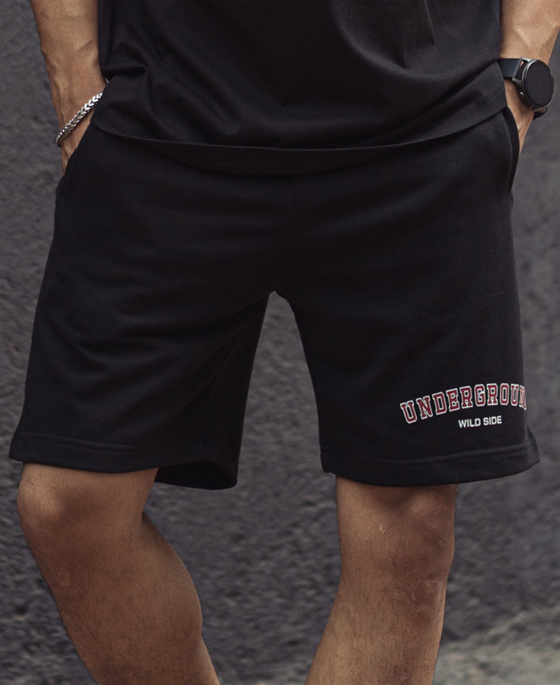 Black Underground Printed Shorts