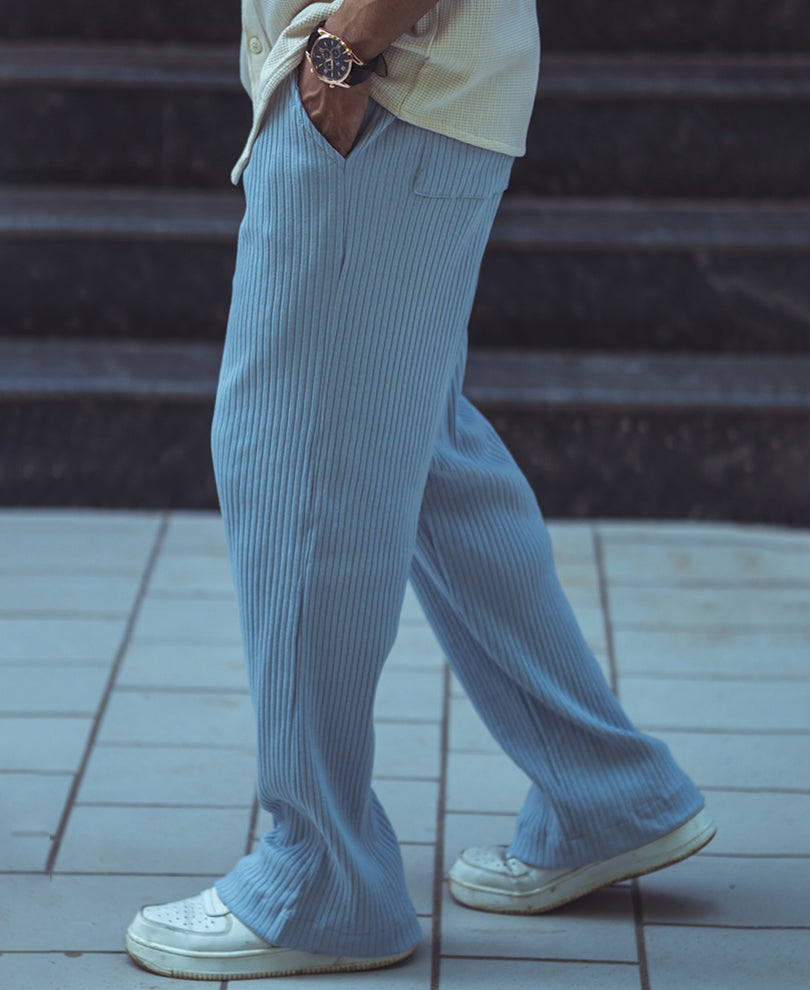 Sky Grey Baggy Fit Track Pant