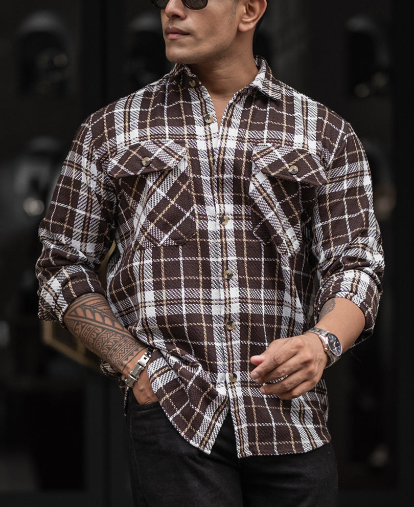 Brown Regular Fit Full Sleeves Shirt