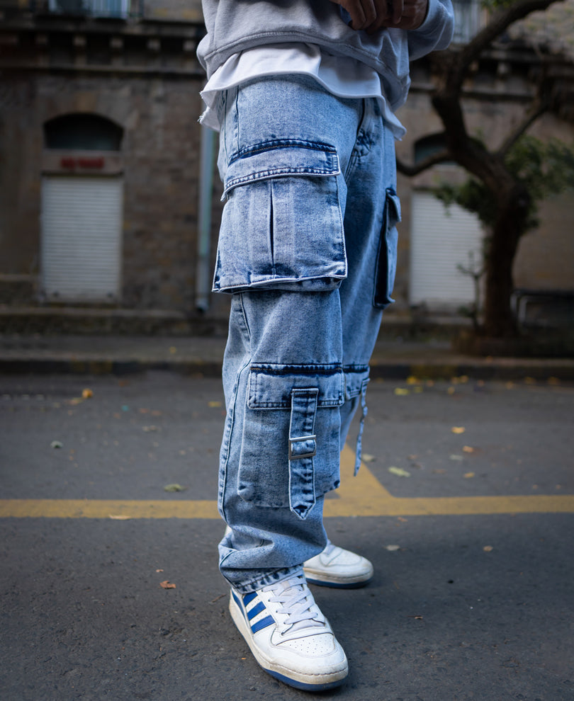 Dusty Blue Baggy Fit Denim Jeans