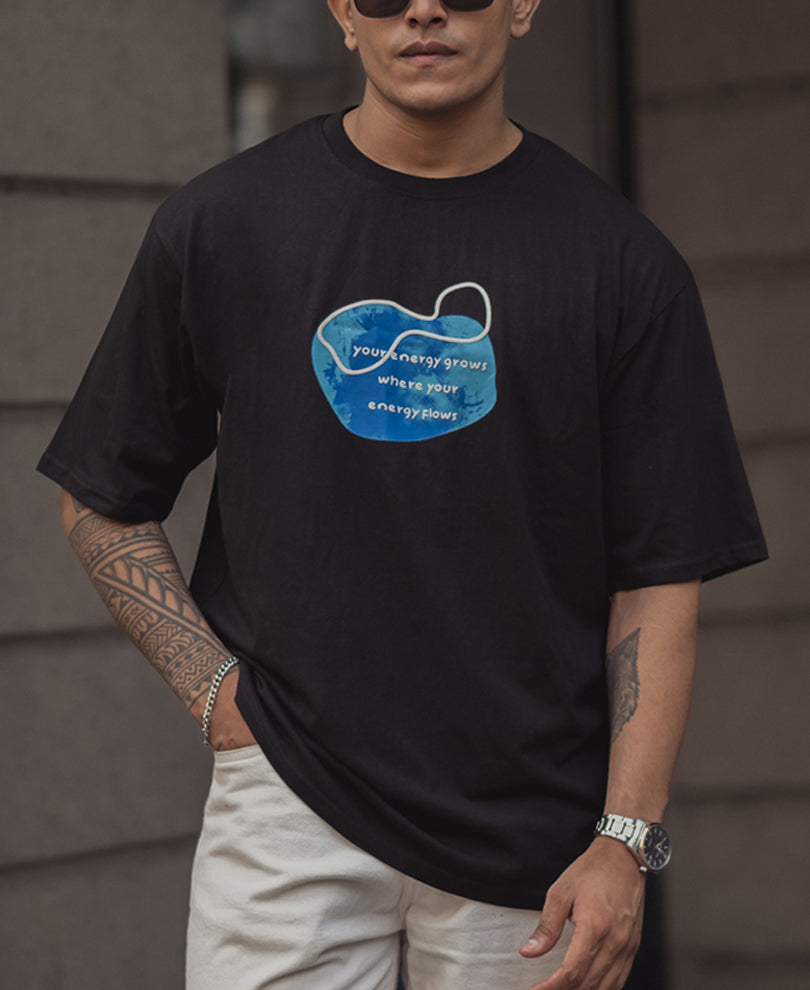 Black Printed Oversized T-Shirt