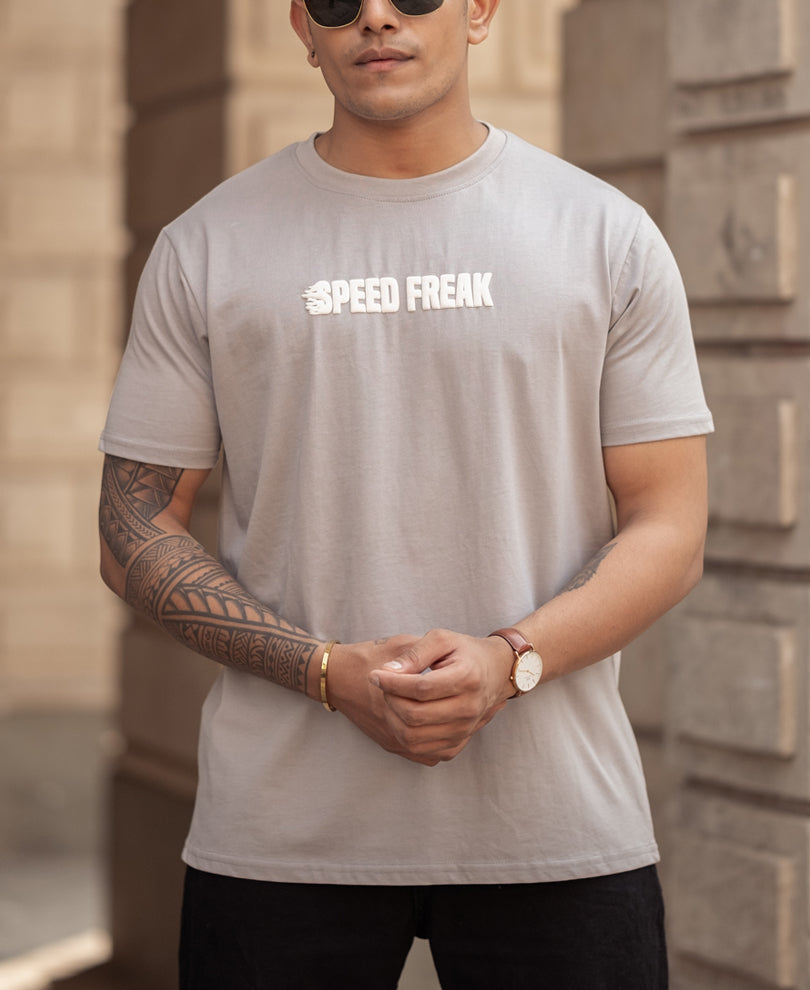 Grey Printed Regular Fit Half Sleeves T-Shirt