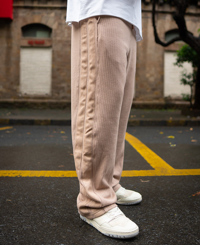 Beige Baggy Fit Track Pant