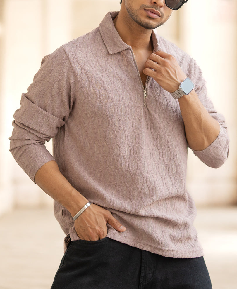 Dusty Rose Structured Polo Shirt
