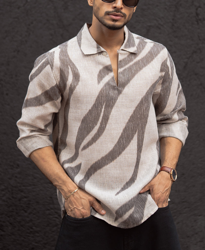 Multi Colour Regular Fit Full Sleeves Kurta Style Shirt