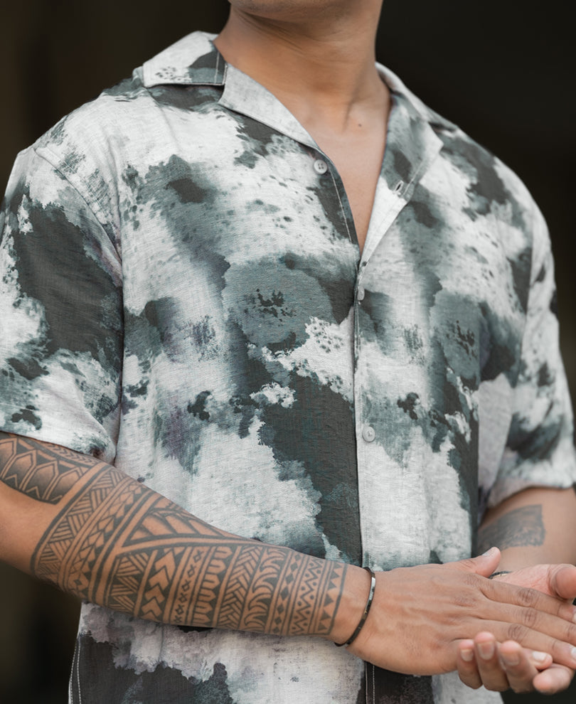 Black And Grey Regular Fit Half Sleeves Shirt