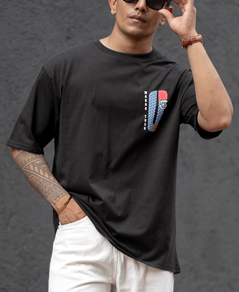 Black Oversized Half Sleeves T-Shirt