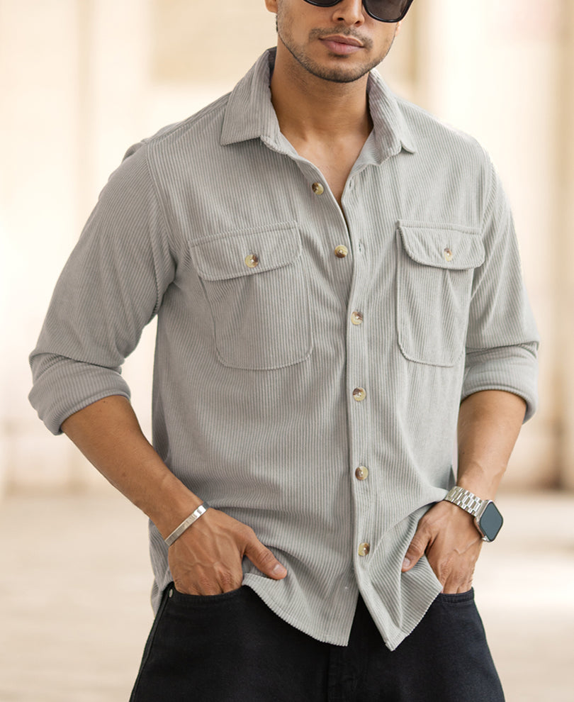 Sky Grey Regular Fit Full Sleeves Shirt