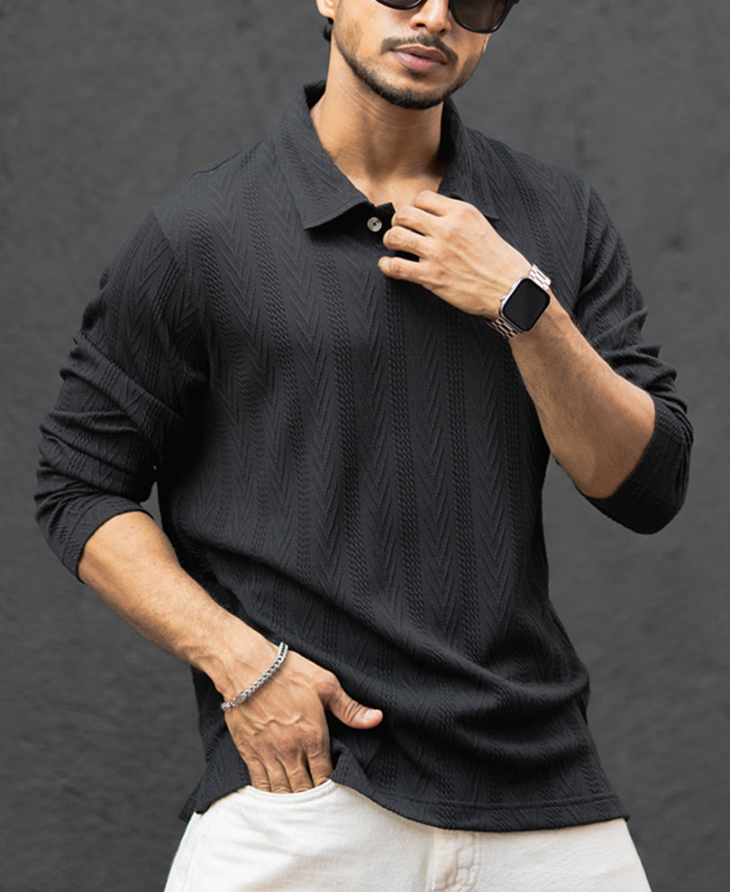Black Structured Regular Fit T-Shirt