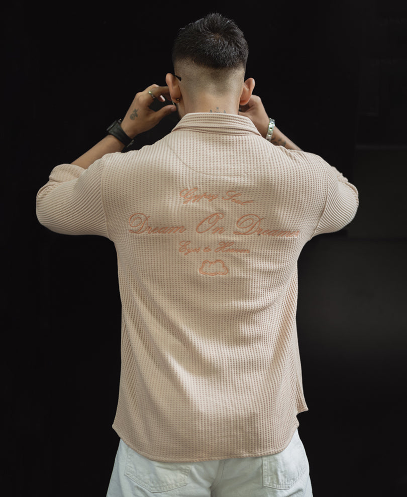 Peach Regular Fit Full Sleeves Structured Shirt