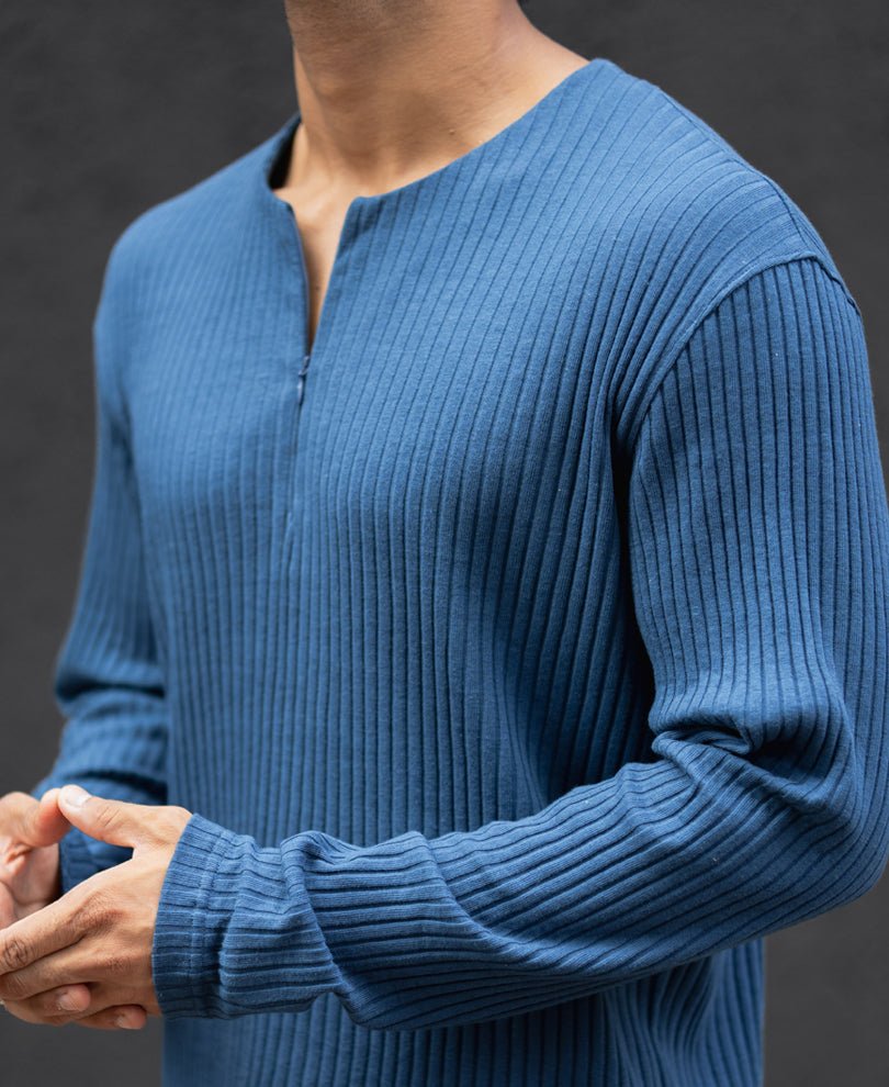 Royal Blue Full Sleeves Regular Fit T-Shirt