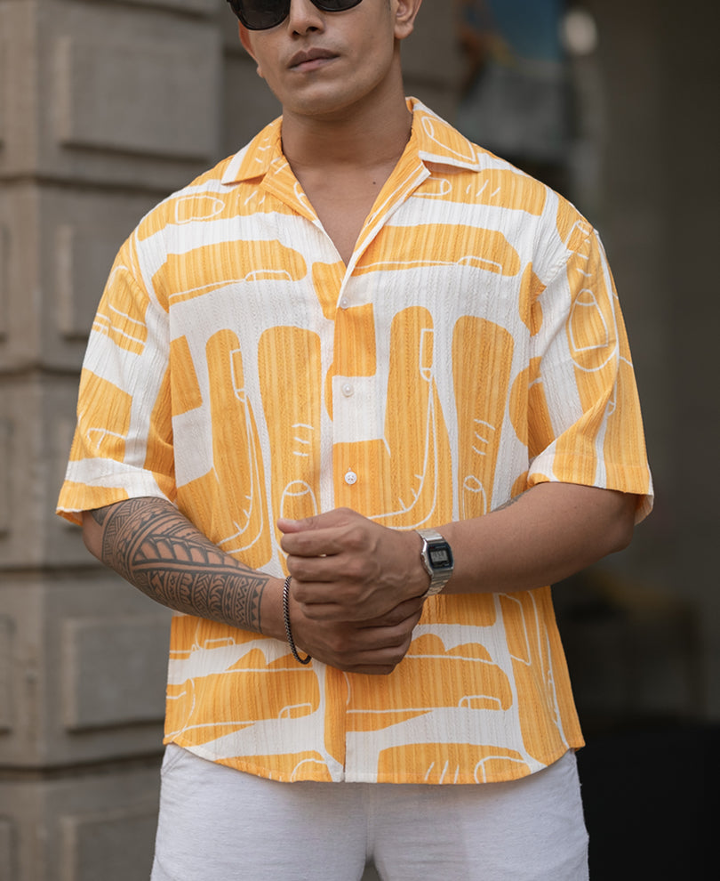 Mustard Oversized Half Sleeves Shirt