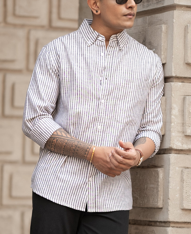 Black Striped Shirt With Pockets