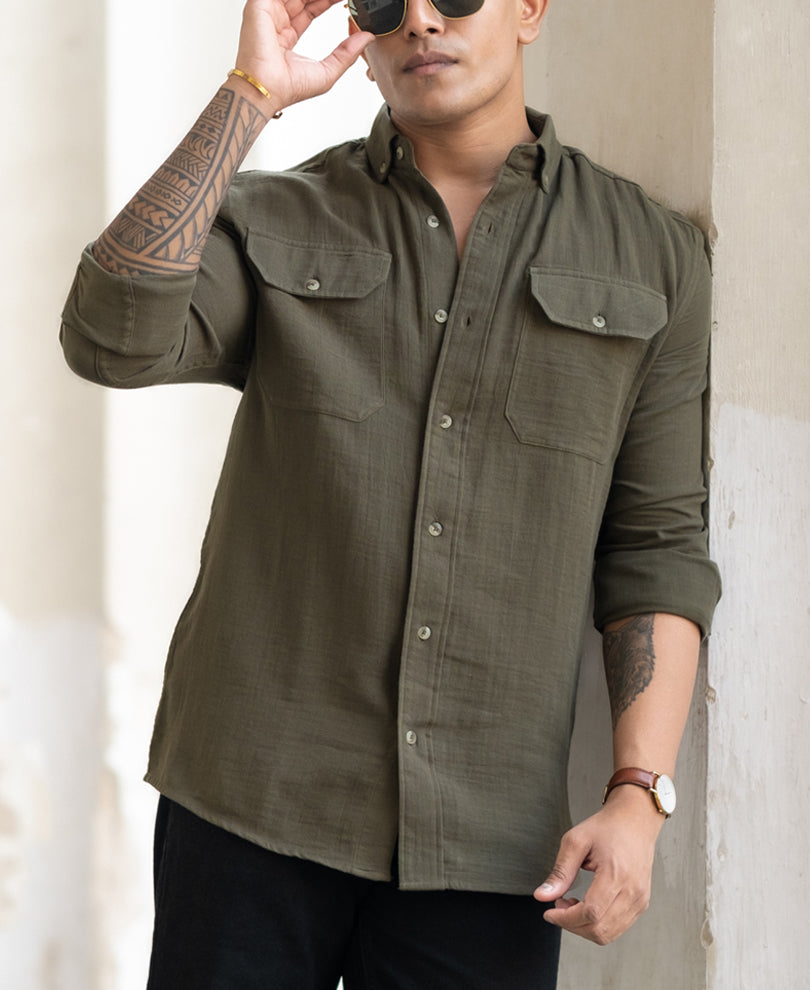 Mehandi Regular Fit Full Sleeves Shirt