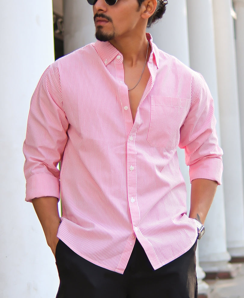 Pink Textured Stripe Shirt