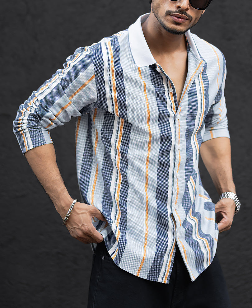 Multi Colour Striped Regular Fit Full Sleeves Shirt