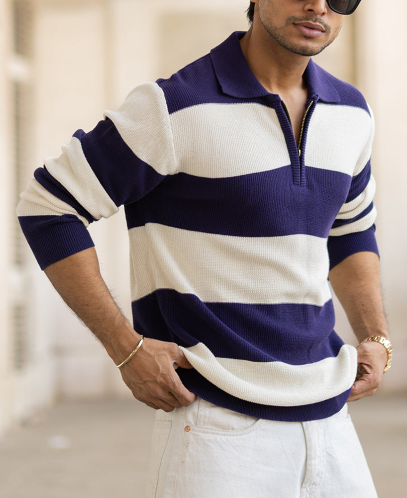 Violet Striped Cotton SweaT-Shirt