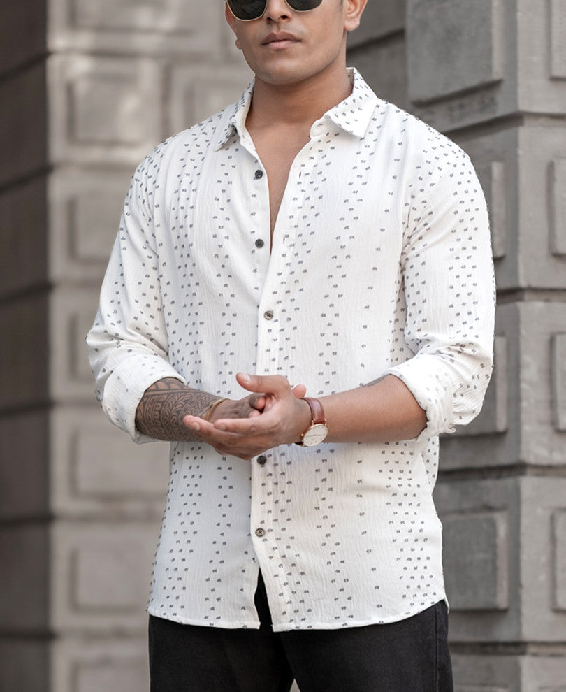 White Structured Flowy Shirt