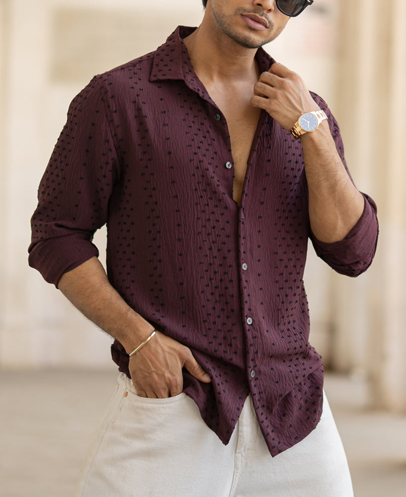 Maroon Structured Flowy Shirt