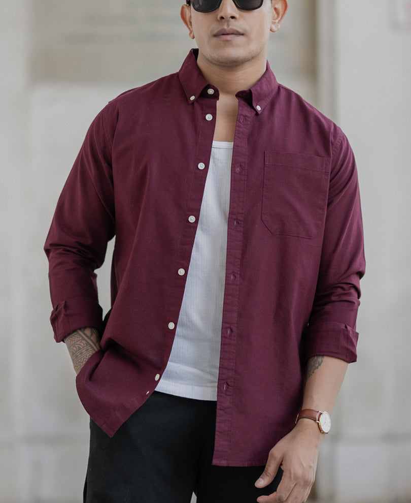 Wine Oxford Shirt