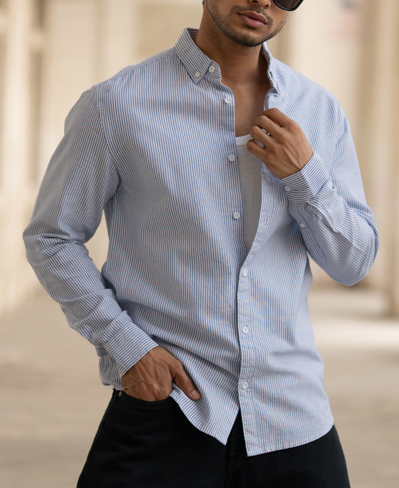Blue Striped Oxford Shirt